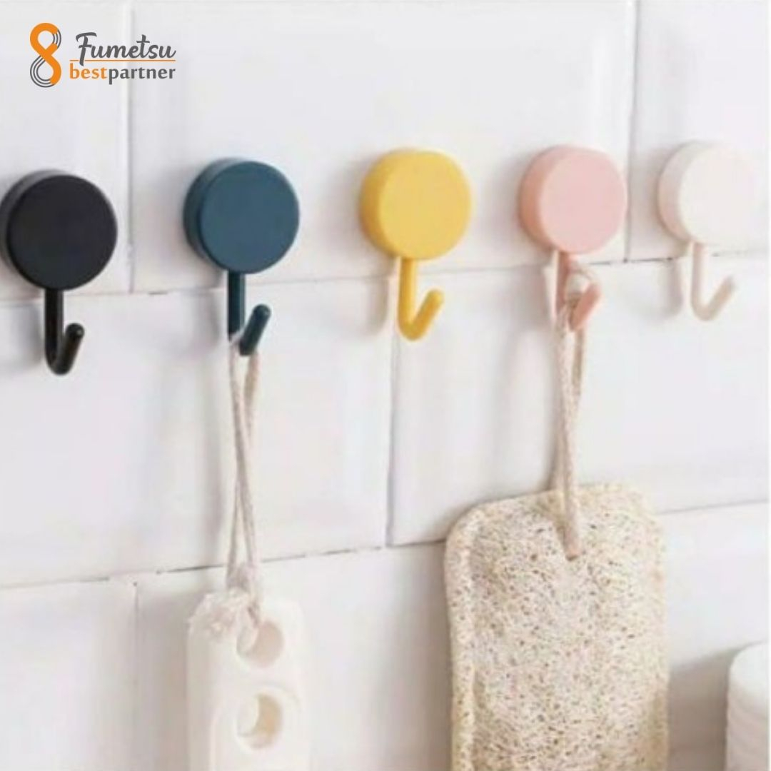 Gantungan Hook Bulat Polos / Gantungan Dinding Tempel Serbaguna Multifungsi per pcs