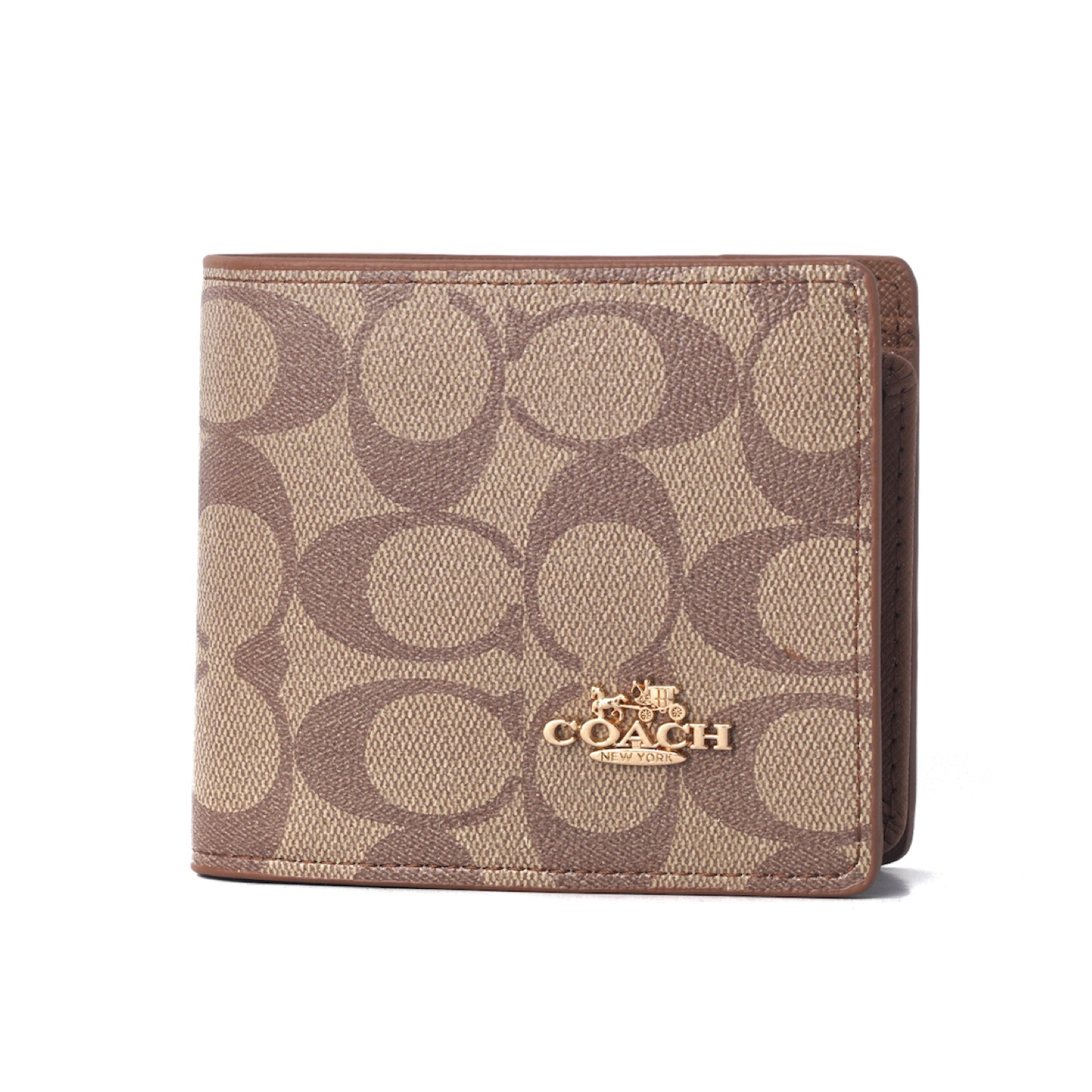 TOKOKOE - Dompet Pria Bahan Kulit Premium Import - Coach Logo Print Light Brown