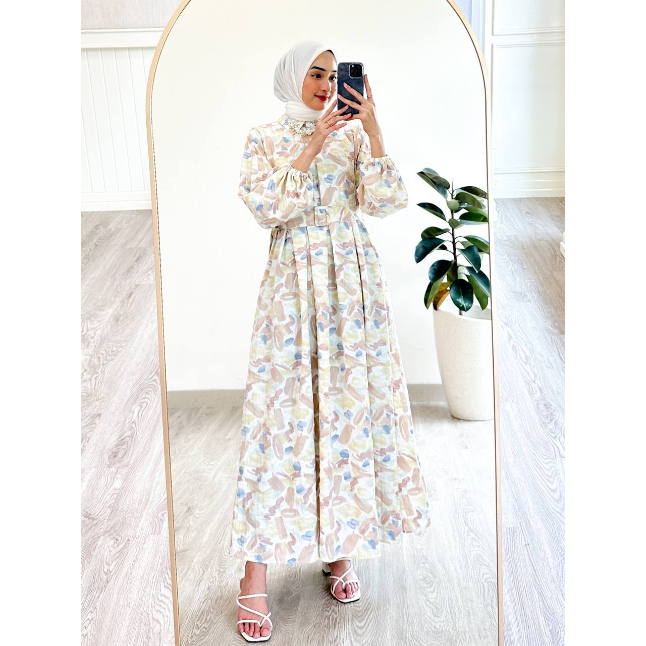 SELENA MAXI DRESS Crinkle Premium, motif Korea (Ld 104)