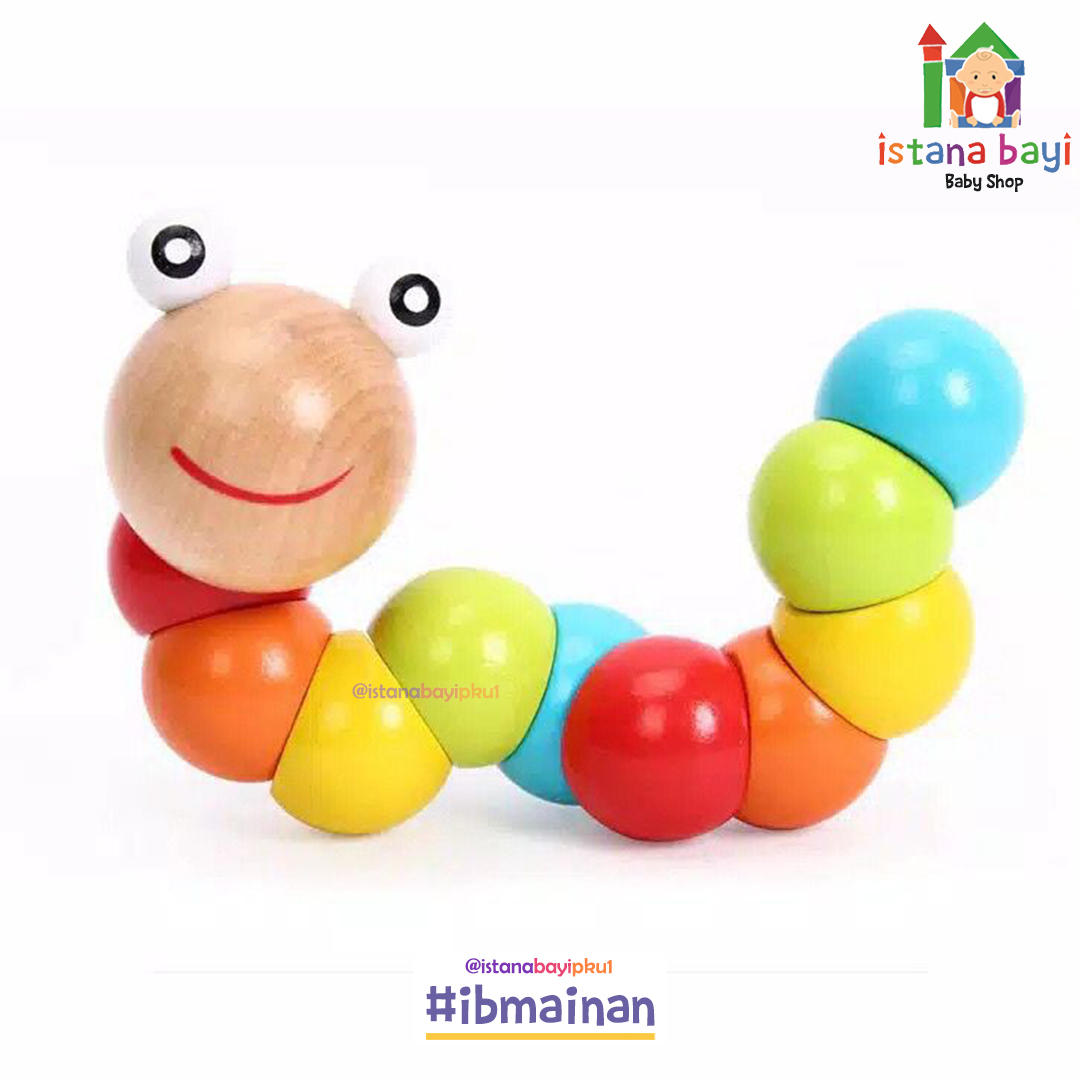 Mainan Edukasi - Wooden Flexible Colorfull Catepillar QH04 - Mainan Anak