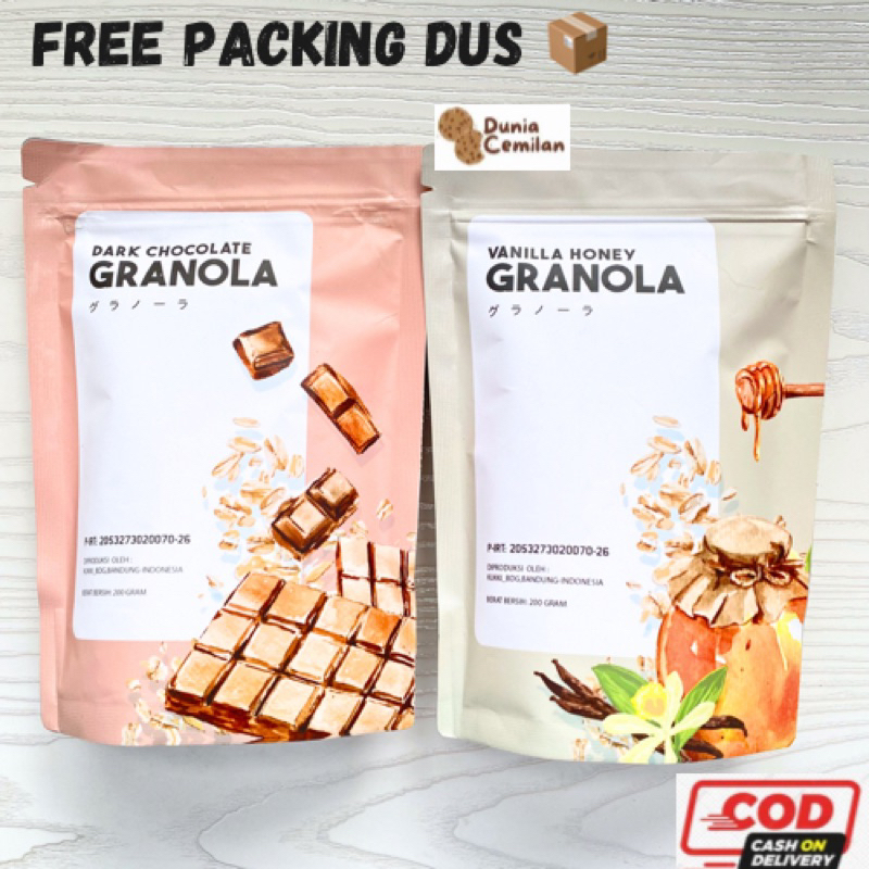 [TERMURAH!!] Granola by kukki 200gr - Sereal Granola Coklat dan Vanilla, Menu Sarapan Sehat Enak Murah