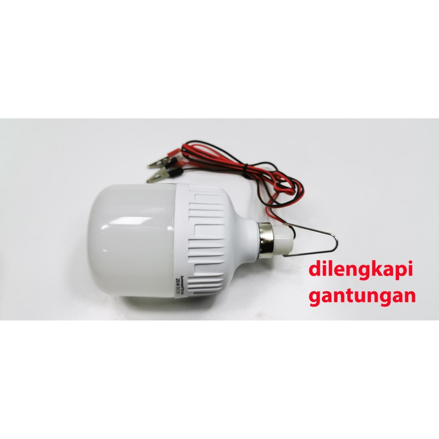 Lampu DC LED Lumment DC 15/20/25W Lampu Aki 12V Kabel Capit Accu