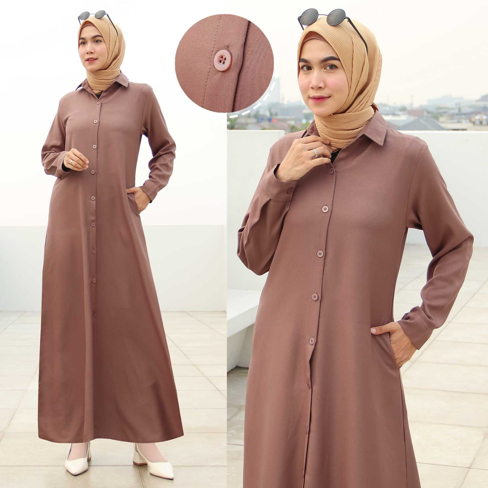 GAMIS DRESS WANITA KEKINIAN FULL KANCING