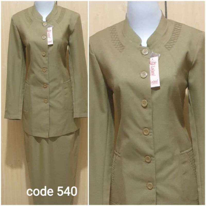 seragam Pemda muda blazer khaki baju dinas ASN blazer lolani kode 540