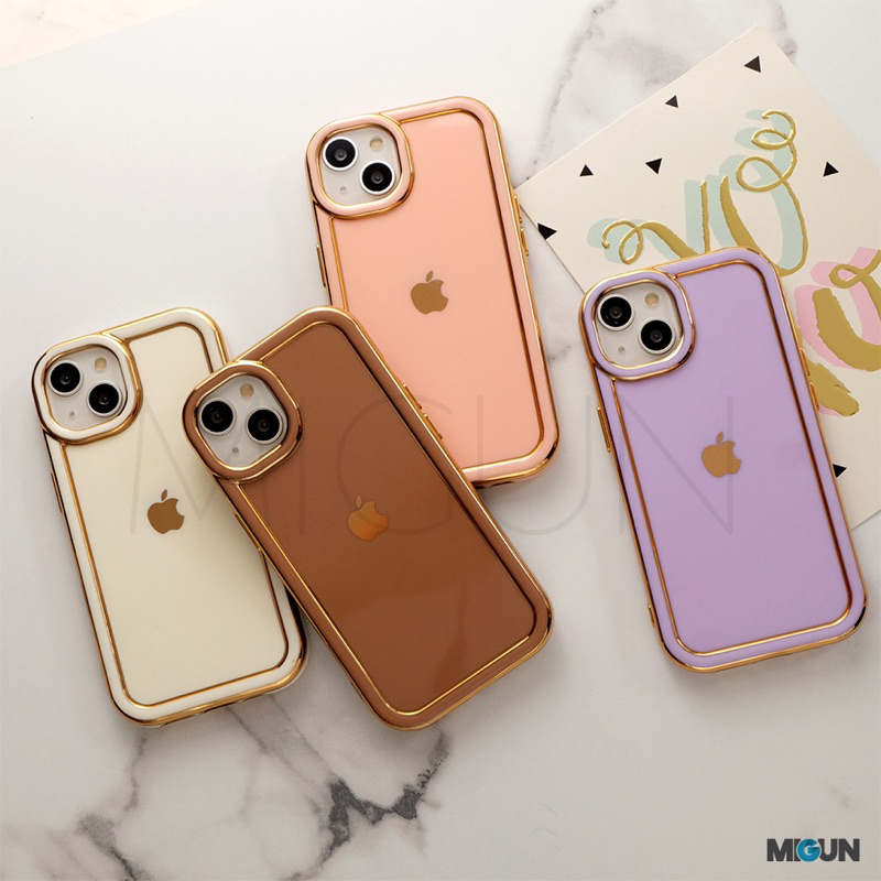 Round Golden Chrome Case (1) - Softcase Fullcover For iPhone 7 8 SE2020 X XS XR XSMAX 11 11PRO 11PROMAX 12 13 MINI 14 PLUS PRO PROMAX