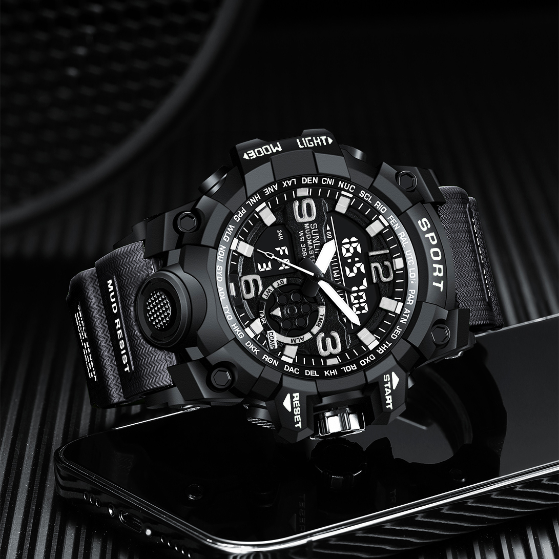 Sunlifex Jam Tangan Pria D002 Original Olahraga Jam Digital Multifungsi Tali Silikon Jam Tangan Cowok-1