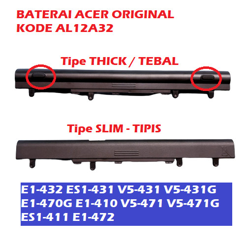 ORIGINAL BATERAI ACER ASPIRE SLIM AL12A32 V5-431 V5-431G V5-431P V5-431PG V5-471 V5-471G V5-471P V5-471PG