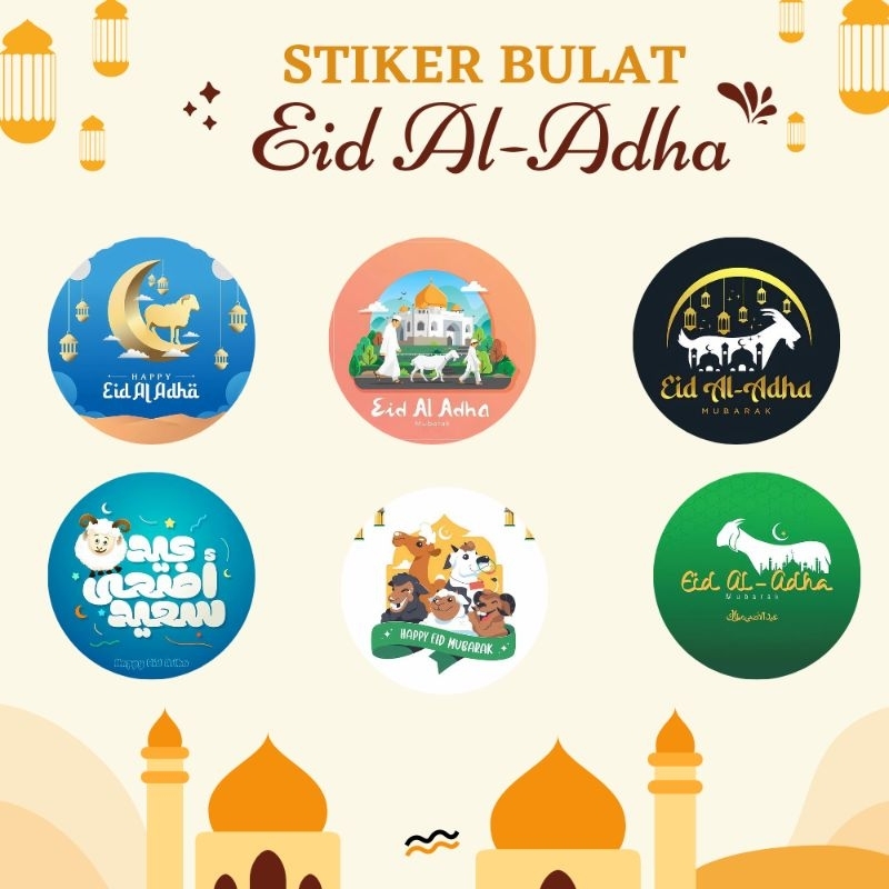 

Stiker Bulat Happy Eid Al-Adha Label Kemasan Selamat Hari Raya Idul Adha lebaran kurban segel dus box toples mika parcel hampers ukuran 5,4cm bisa custom tulisan nama