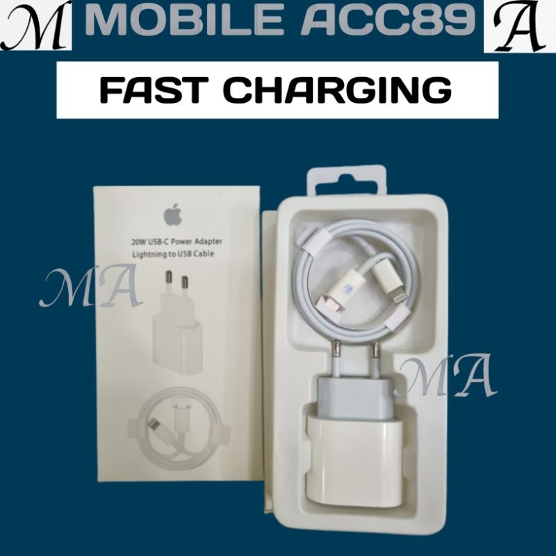 KABEL USB C TO IP + ADAPTOR 20 W (1 PAKET) 20 W FAST CHARGING - CHARGER IP - KABEL DATA IP - CAS IP - KABEL CHARGER IP - KABEL CASAN IP FAST CHARGING - ADAPTER IP - ADAPTOR IP - KABEL IP - KEPALA IP - KABEL DATA IP