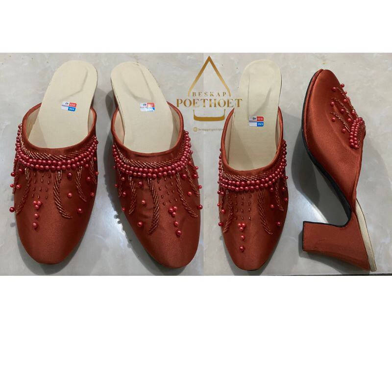 selop manten Jawa sandal pengantin sepatu nikah terakota merah bata teracota sepasang couple