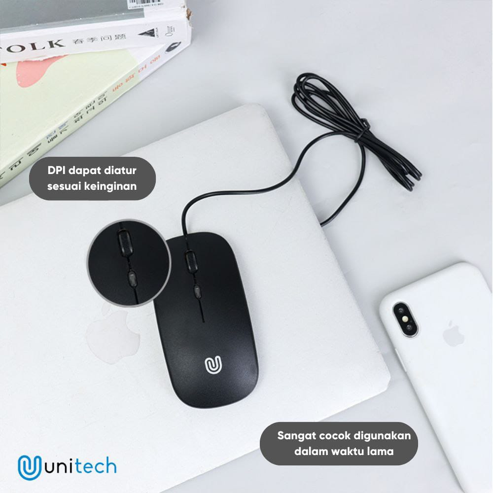 Mouse Kabel Unitech M2 Super Slim LED Optical USB Mouse