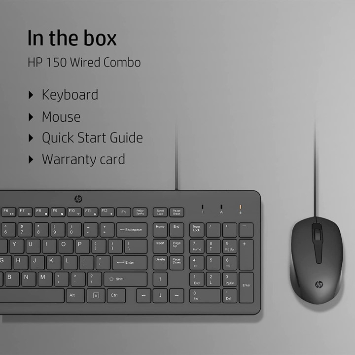 Keyboard Mouse Combo HP 150 Wired Keyboard + Mouse USB