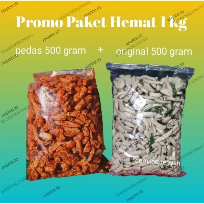 

PAKET HEMAT!! Basreng Original 500gram+Basreng pedas 500gram Daun jeruk