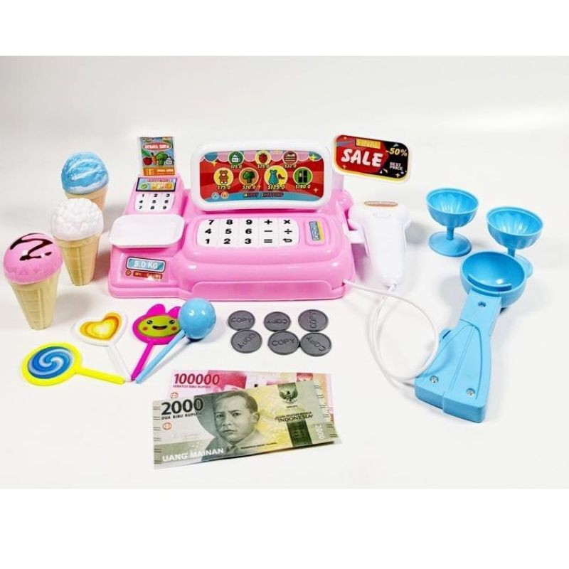 [LK20 / LK21] Mainan Anak Kasir Makanan + Uang Mainan LK 20 / LK 21 - Cash register Medium Fast Food
