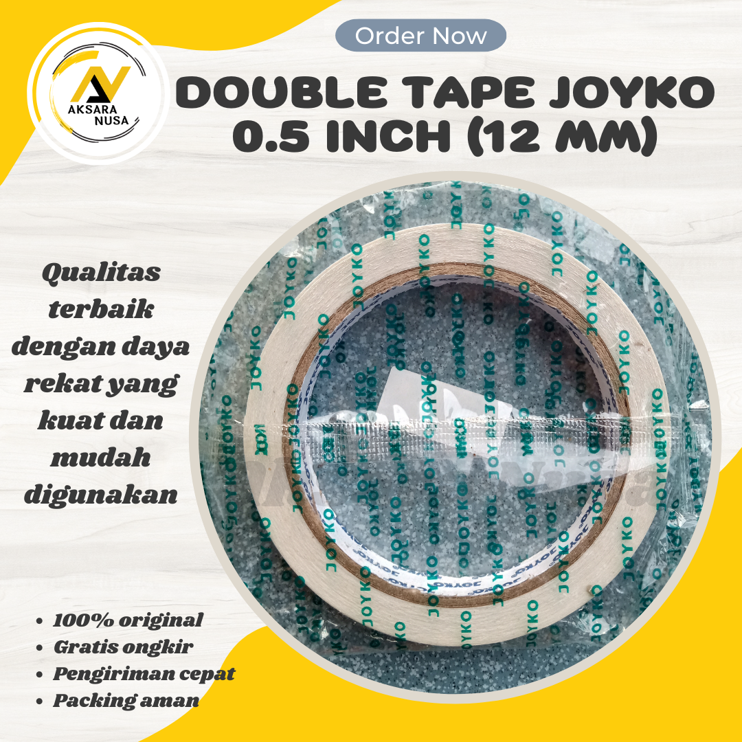 

Double Tape Joyko 0.5 inch/Isolasi Double Tape12mm/Double TIp /Solasi ukuran 0.5 Inchi/Solasi 12mm