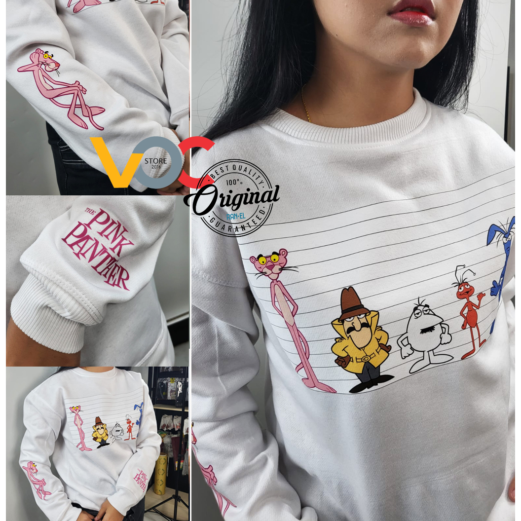 Sweater Pria Wanita Distro PINK PANTHER Switer Crewneck Fleece Tebal Premium Unisex Oversize