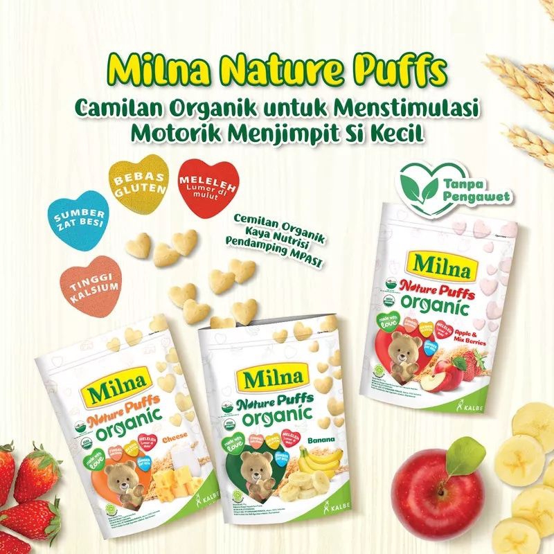 Milna Nature Puff Organic Banana, Cheese, Apple &amp; Berries