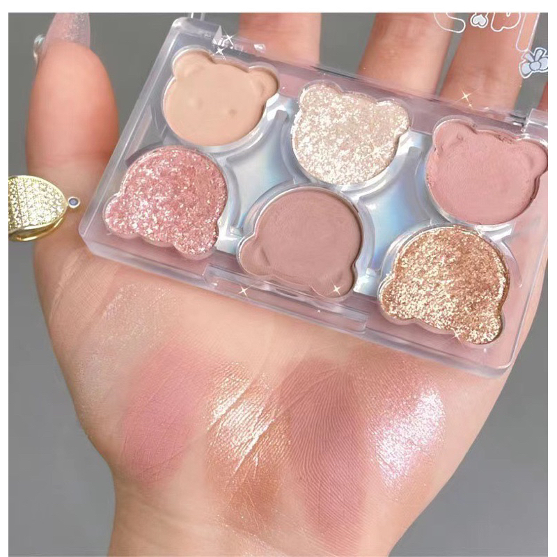 [COD] MEIBAOGE BEAR EYESHADOW Pallete 6 Shade | Eyeshadow Shimmer Pigmented eyeshadow