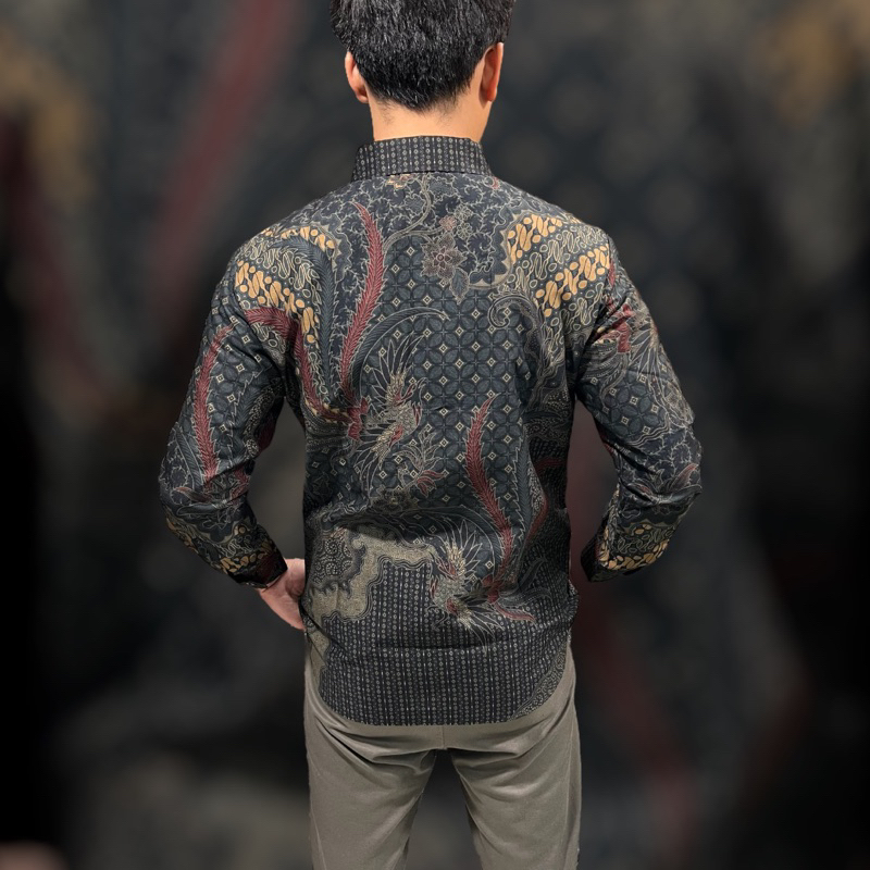 Batik Pria Slimfit premium Laksana ireng