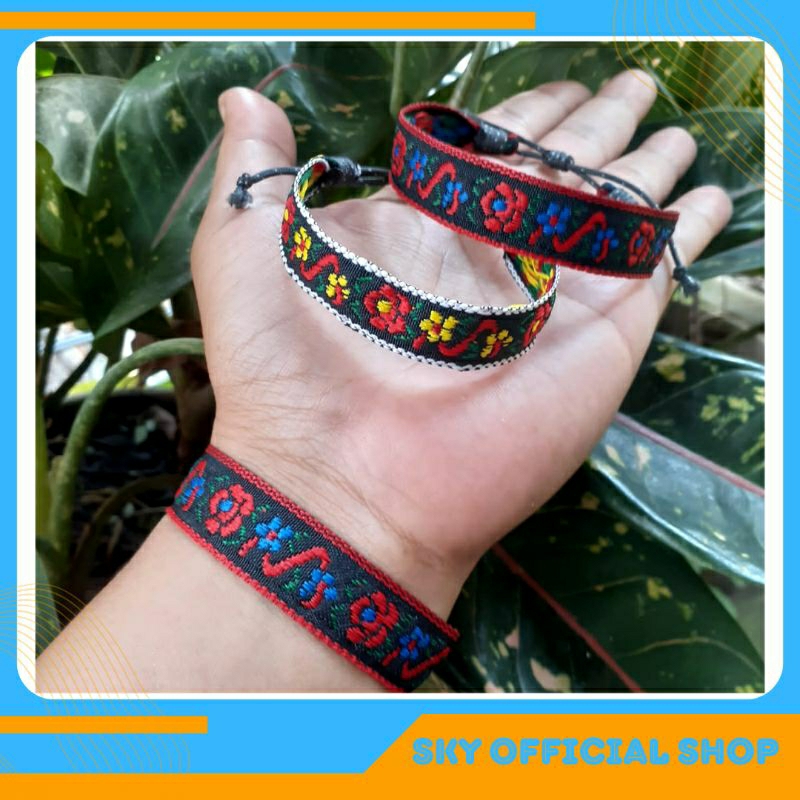 Gelang Etnik Tali Vintage Gaya Bohemian Untuk Pria Dan Wanita Bunga Flowers