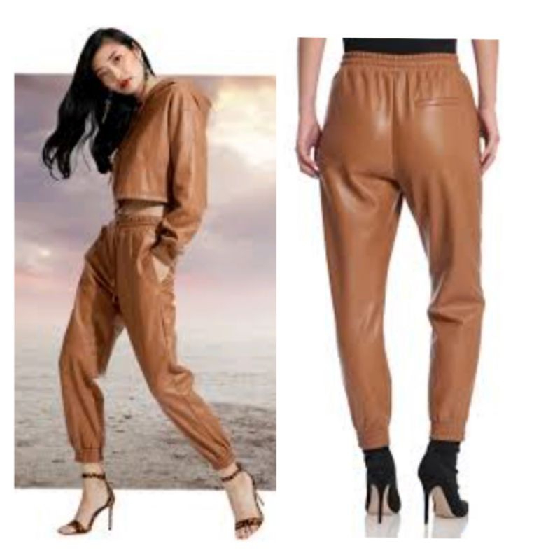 Celana Jogger B*ershka Faux LATHER Jogger Pants