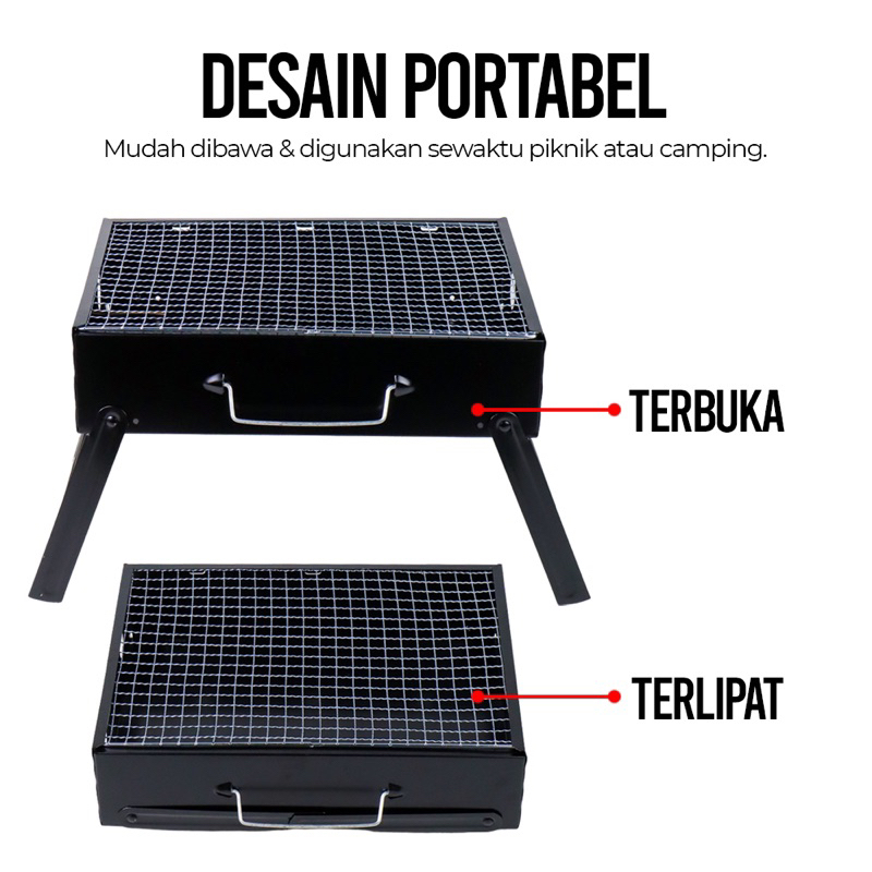 BABALE Alat Panggang Arang BBQ Outdoor Grill Stove Foldable - FC3