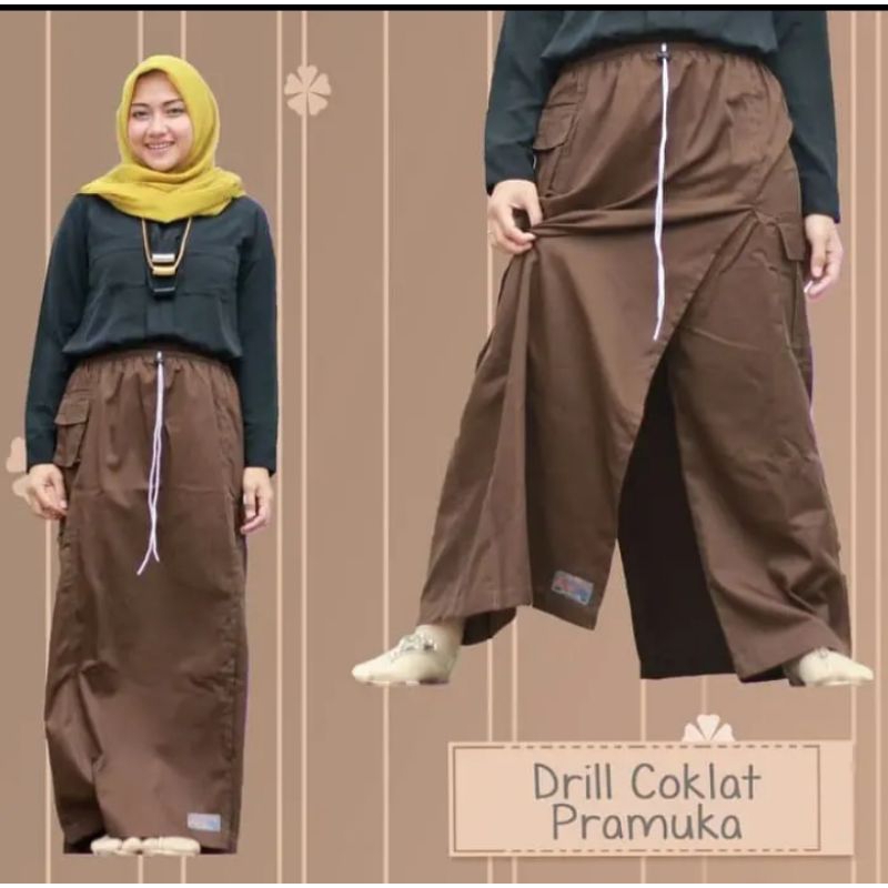 Celana olahraga wanita muslimah - Rok celana - Rok celana warna coklat paramuka