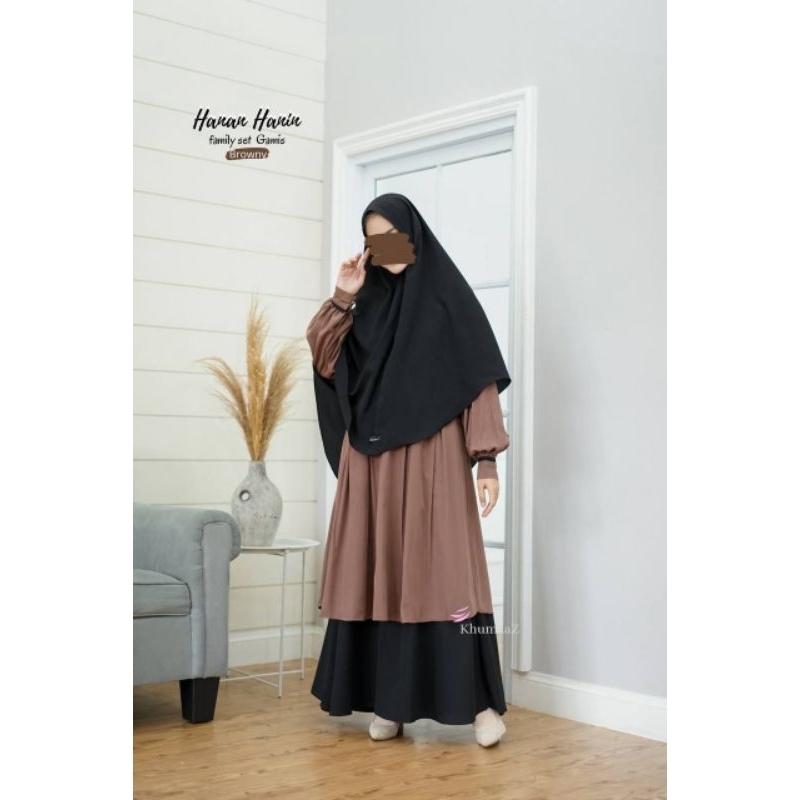 Hanin Gamis Syari Dewasa Tunik Dress/ Baju Muslimah Set Jilbab by Khumaaz