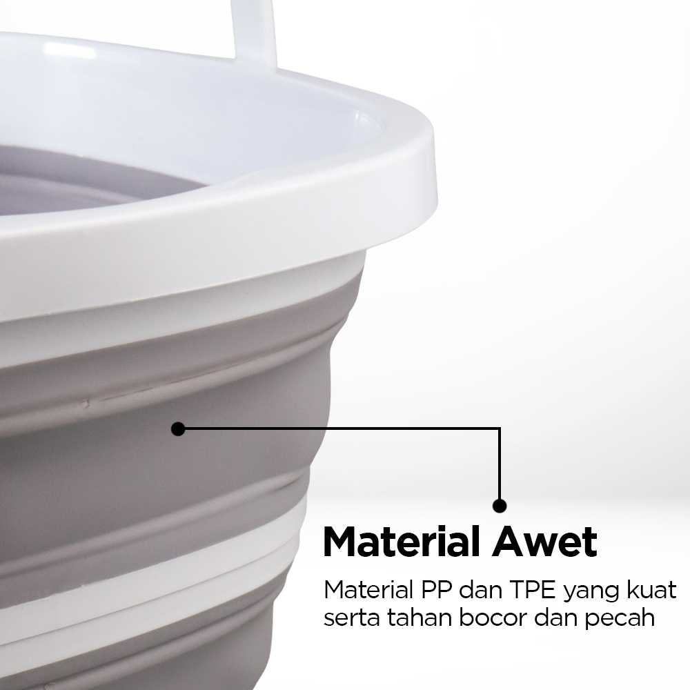 Ember Lipat Serbaguna Portable Besar 10 Liter Abu Abu