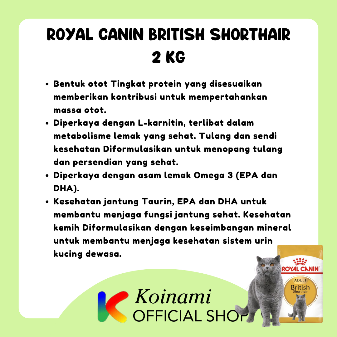 RC BRITISH SHORTHAIR 2 KG / royal canin / cat food / dry / makanan kucing / british short hair