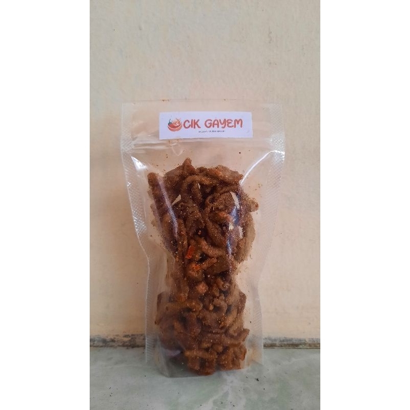 

usus Crispy Cik Gayem 500 gr daun jeruk Asin/pedas
