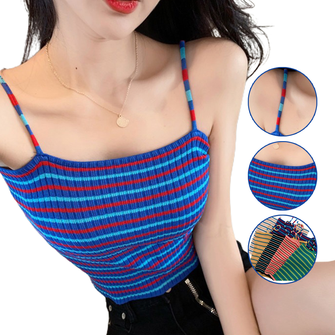 New style Tank top wanita/Tank Top dalaman wanita bermotif garis-YOYOSO