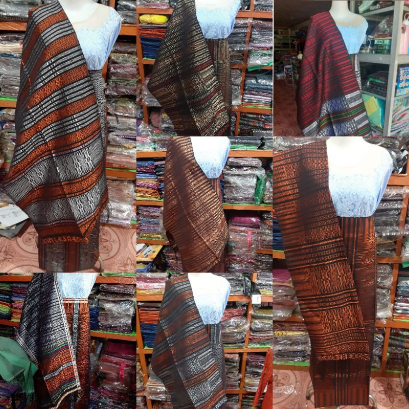 SONGKET BATAK SONGKET PUCCA KLASIK MANDAR TENUN TANGAN TARUTUNG MERAH MARON KEPALA SILVER TUMTUMAN M