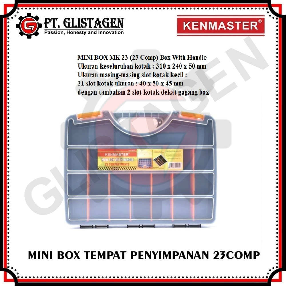 KENMASTER MK 23 SLOT MINI TOOL BOX PLASTIK TOOLBOX WITH HANDLE KOPER