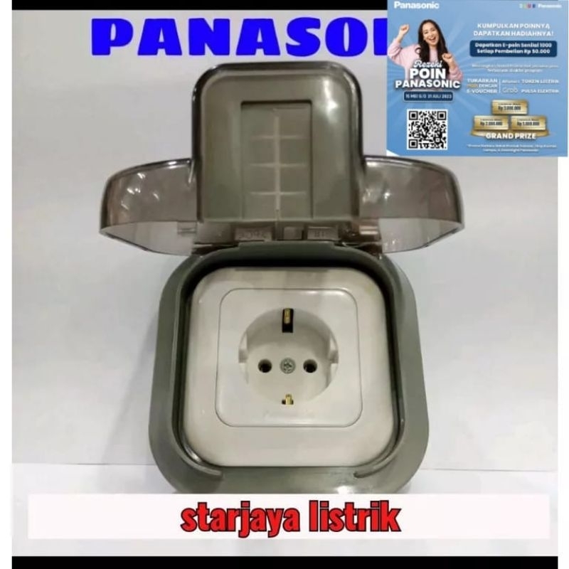 STOP KONTAK SINGLE NON CP DAN CP PUTIH + WEATHER PROOF PANASONIC