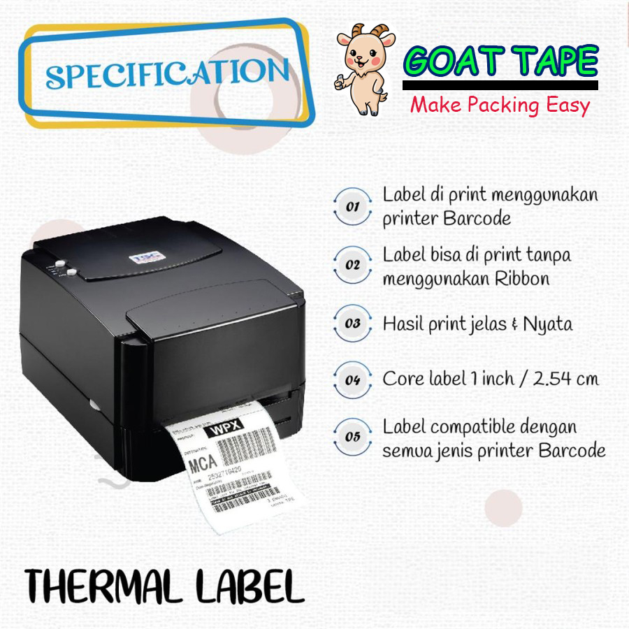 

mh Kertas Sticker Label Thermal Barcode Resi 100x100 Mm Isi Pcs