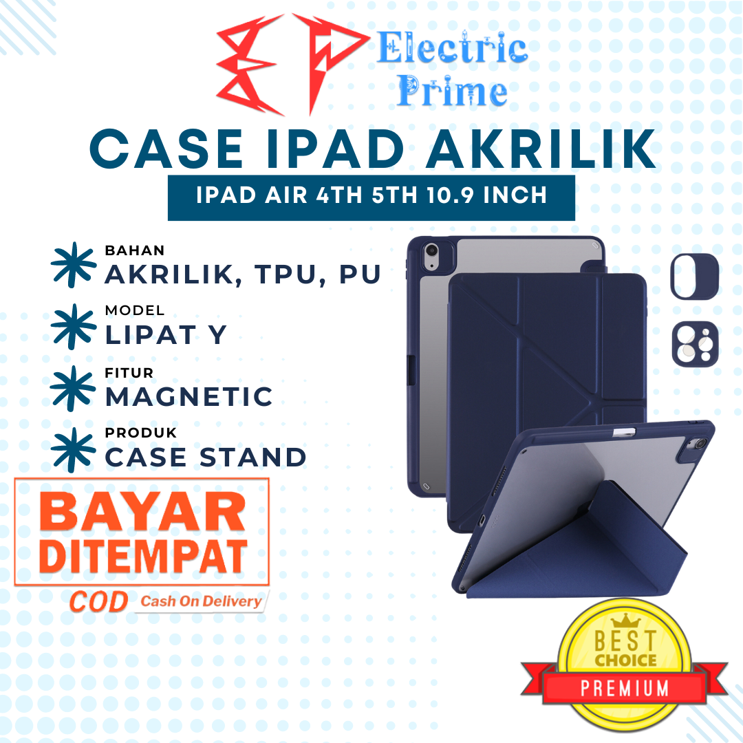 Case Akrilik Stand Folio For iPad Air 4th 5th Generation 10.9 inch M1 Magic Flip Cover Tablet Auto Sleep Casing Soft TPU Pen Slot