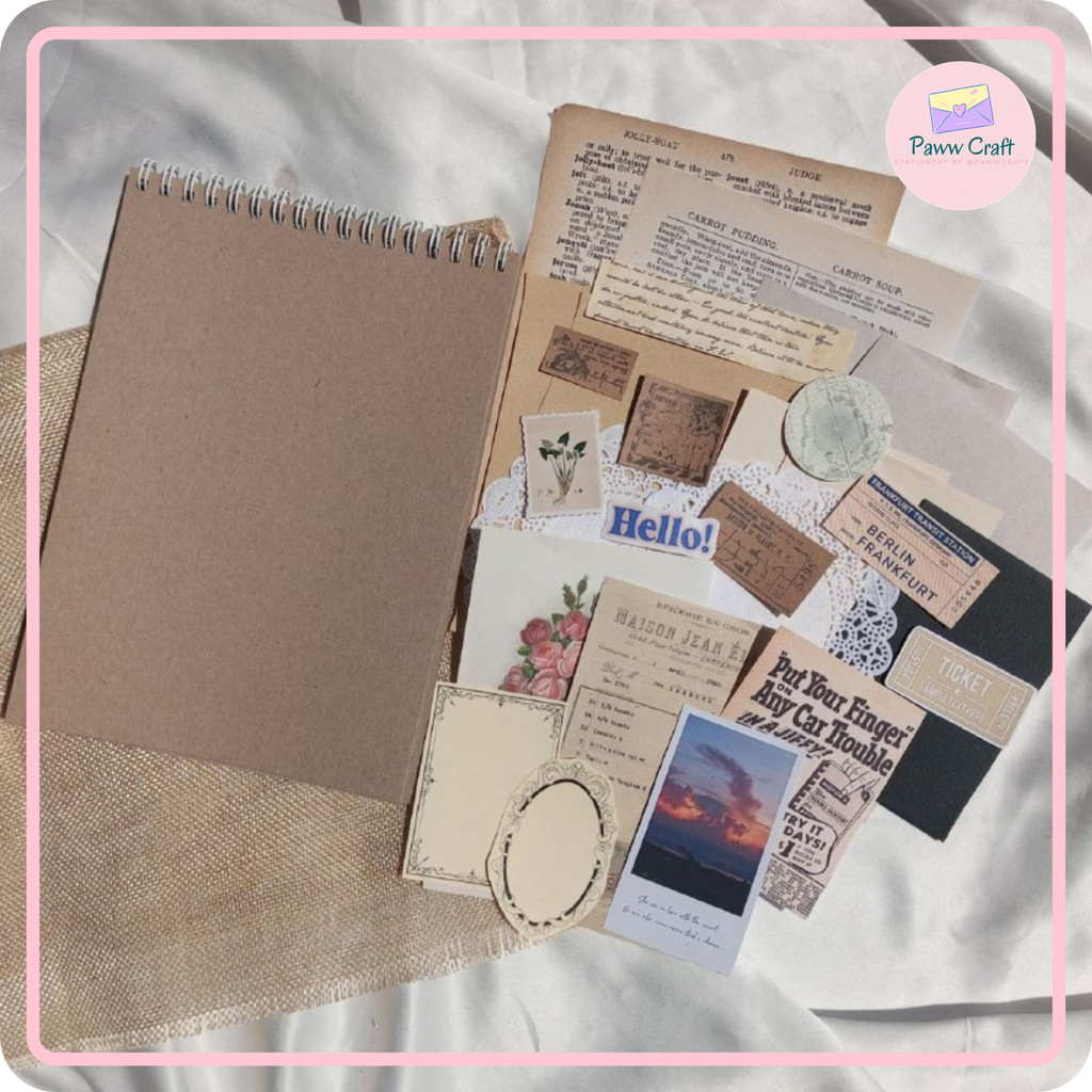 

[paww craft] Scrapbook Album A5 / Scrapbook set with journal kit / Album Vintage / Album Foto Aesthetic Sidoarjo