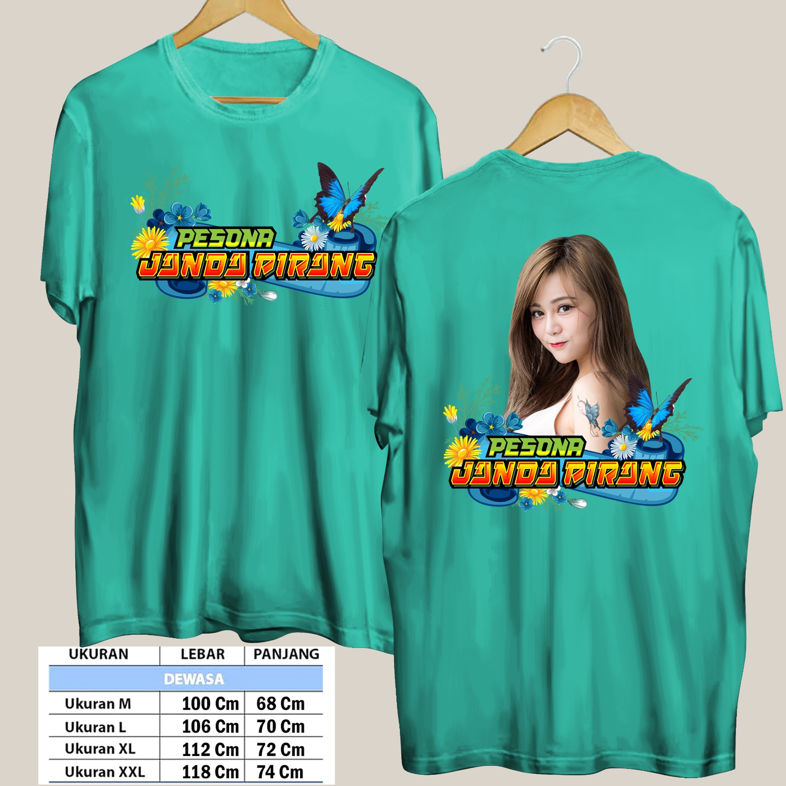 TSHIRT PESONA JANDA PIRANG CETAK PAKAI MESIN DTF (Digital Transfer Filem) KAOS DISTRO BAJU PRIA WANITA ATASAN SHIRT T-SHIRT Tangan Pendek