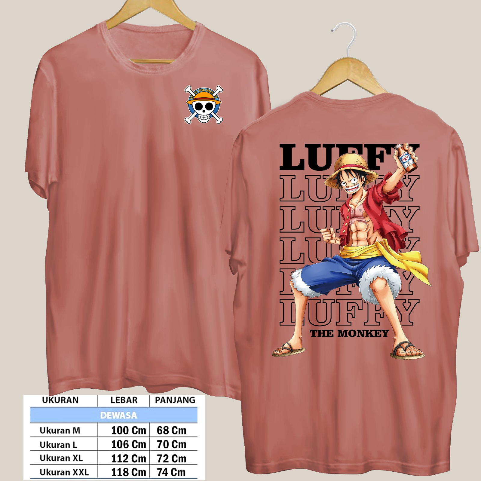 TSHIRT LUFFY THE MONKEY PIRANG CETAK PAKAI MESIN DTF (Digital Transfer Filem) KAOS DISTRO BAJU PRIA WANITA ATASAN SHIRT T-SHIRT Tangan Pendek