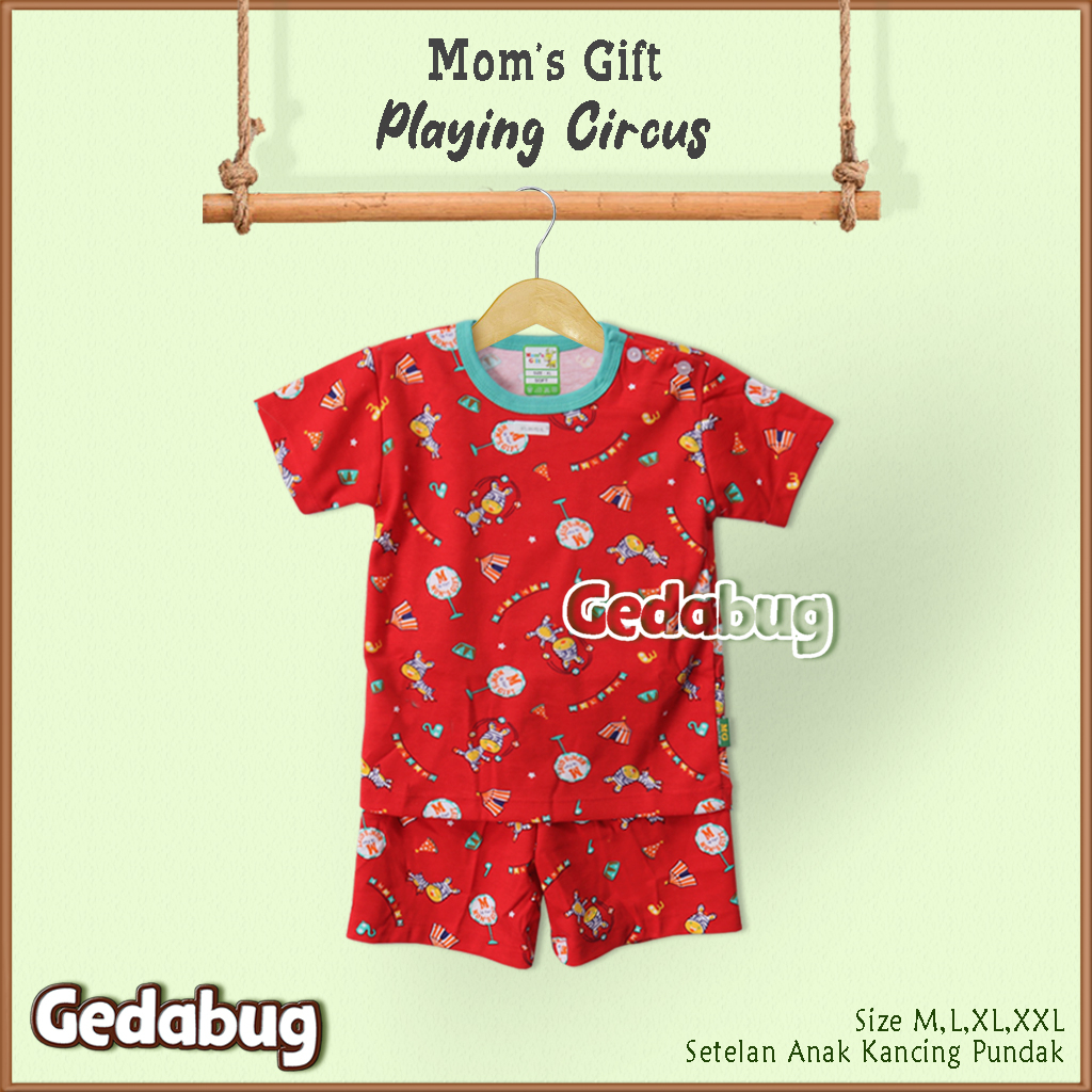 Setelan Kaos Anak Moms Gift Playing Circus PENDEK | Setelan Baju bermain Anak Mom's Gift | Gedabug