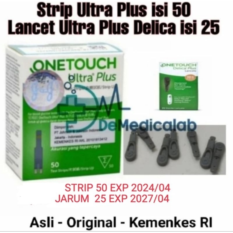Strip Onetouch Ultra Plus Flex 50 dan Lancet Delica Jarum One Touch 25