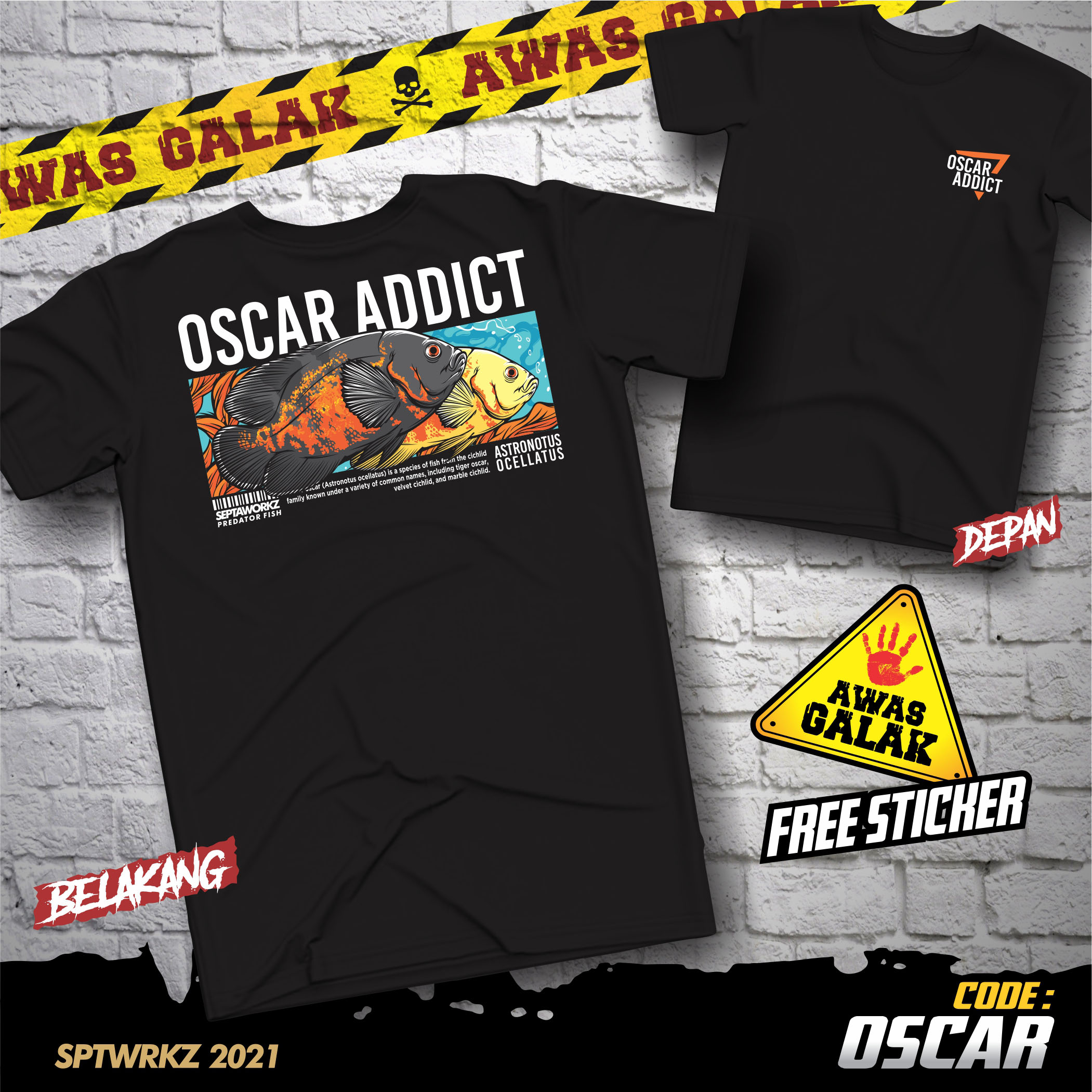 KAOS IKAN OSCAR ADDICT/KAOS PENGGEMAR IKAN OSCAR/KAOS IKAN OSCAR/KOAS IKAN PREDATOR/KAOS KOMUNITAS H