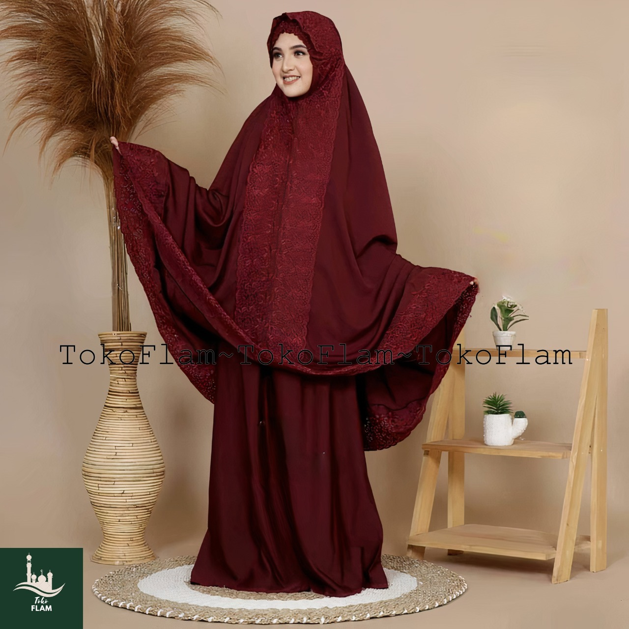 FLAM PAKET HAMPERS MUKENA DEWASA FATIMAH FULL BORDIR