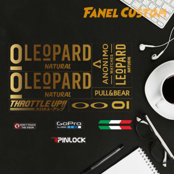 Grosir STIKER HELM LEOPARD PAKET GANTENG RSV KYT NHK DLL CUTTING STICKER - Putih Limited