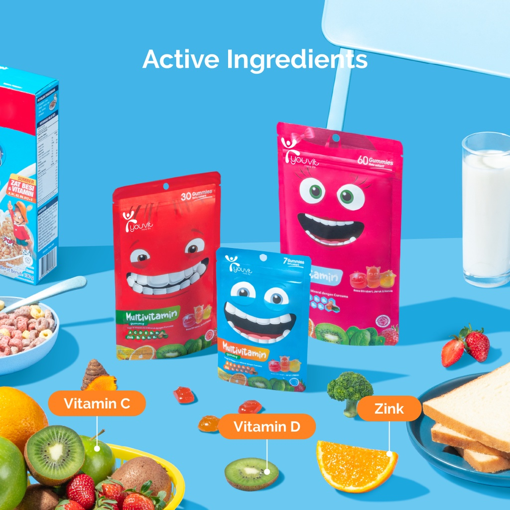 Youvit Multivitamin Anak Gummy Tablet Kids Vitamin anak (Tersedia Varian Ukuran)