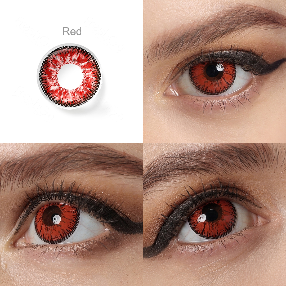 [-1.00~-8.00] Softlens Minus Cosplay 14.5MM Sepasang Warna Lensa Kontak Big Eyes Softlens Merah Softlens Ungu Halloween Soflens