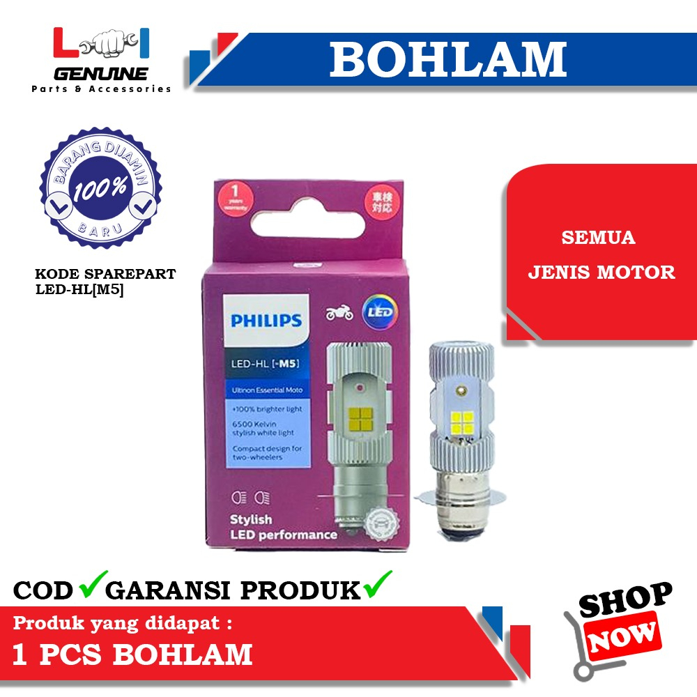 -LOI- LAMPU BOHLAM LED-HL PHILIPS M5 12V 6/6W KAKI 1