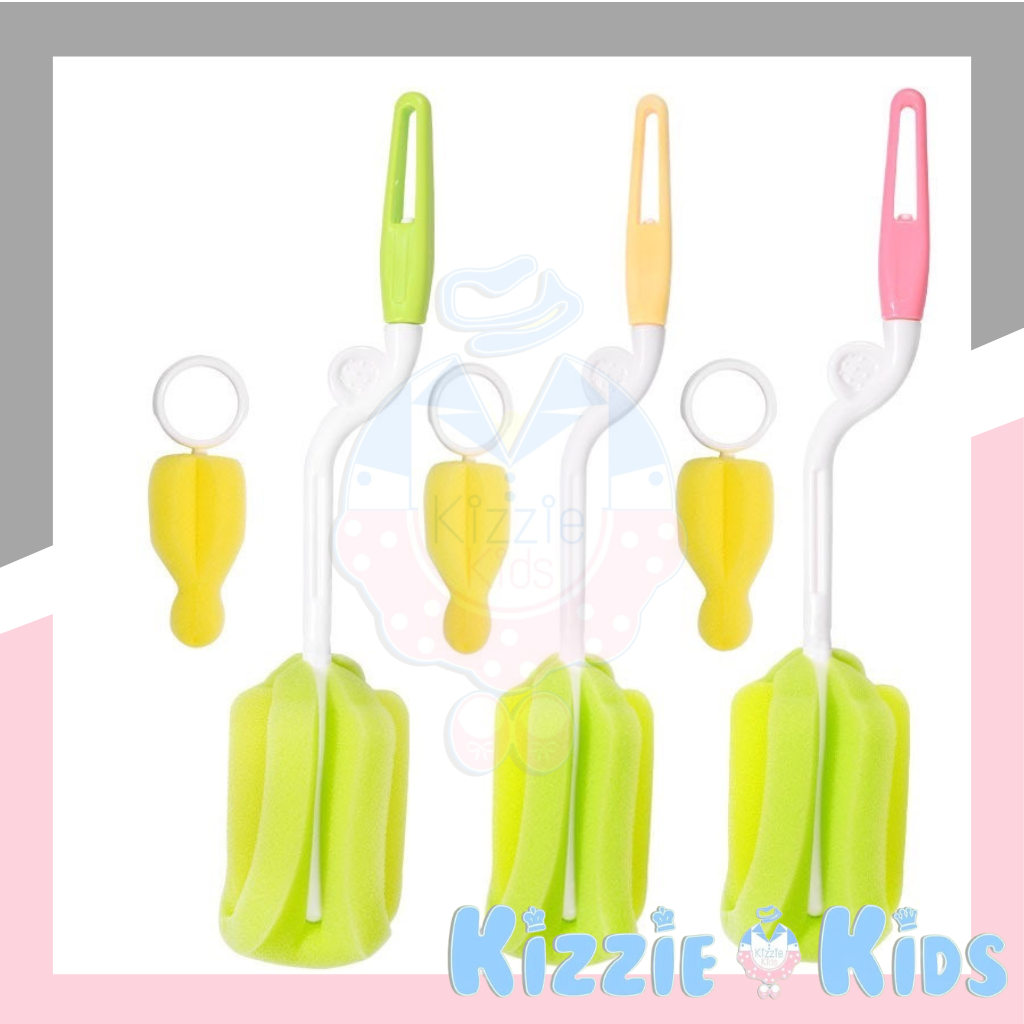 Kizzie Sponge Brush / Sikat Botol Gelas Busa / Cleaner Glass / Sikat Botol Susu Murah