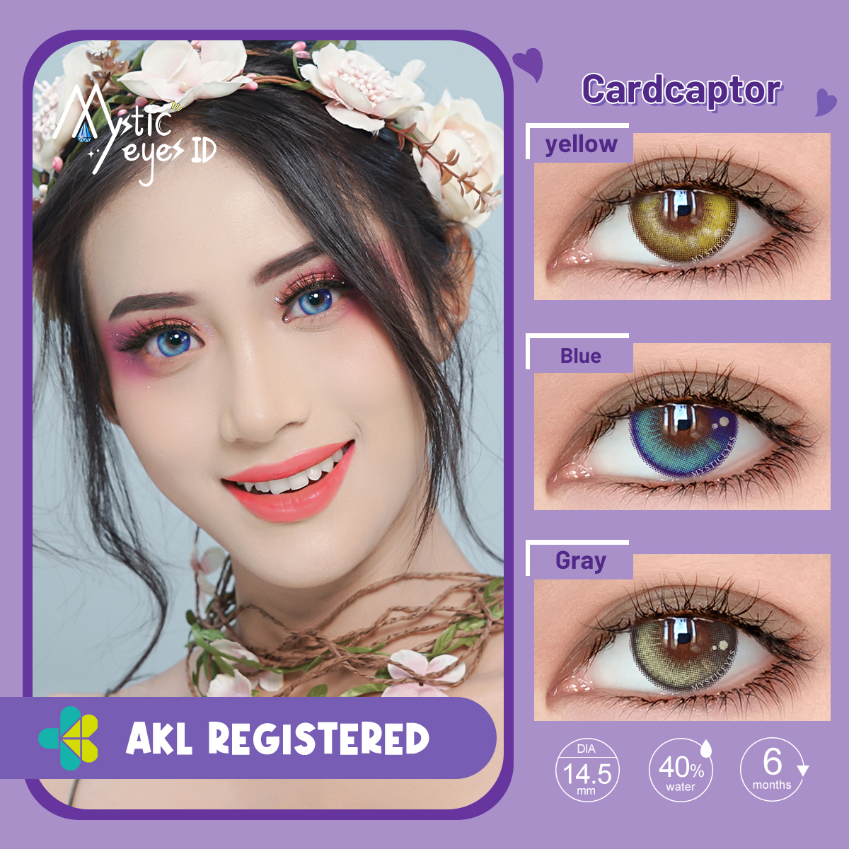 MYSTICEYES SOFTLENS CARDCAPTOR SERIES BLUE BRWON GREEN lensa kontak 14.5MM  BIG EYES